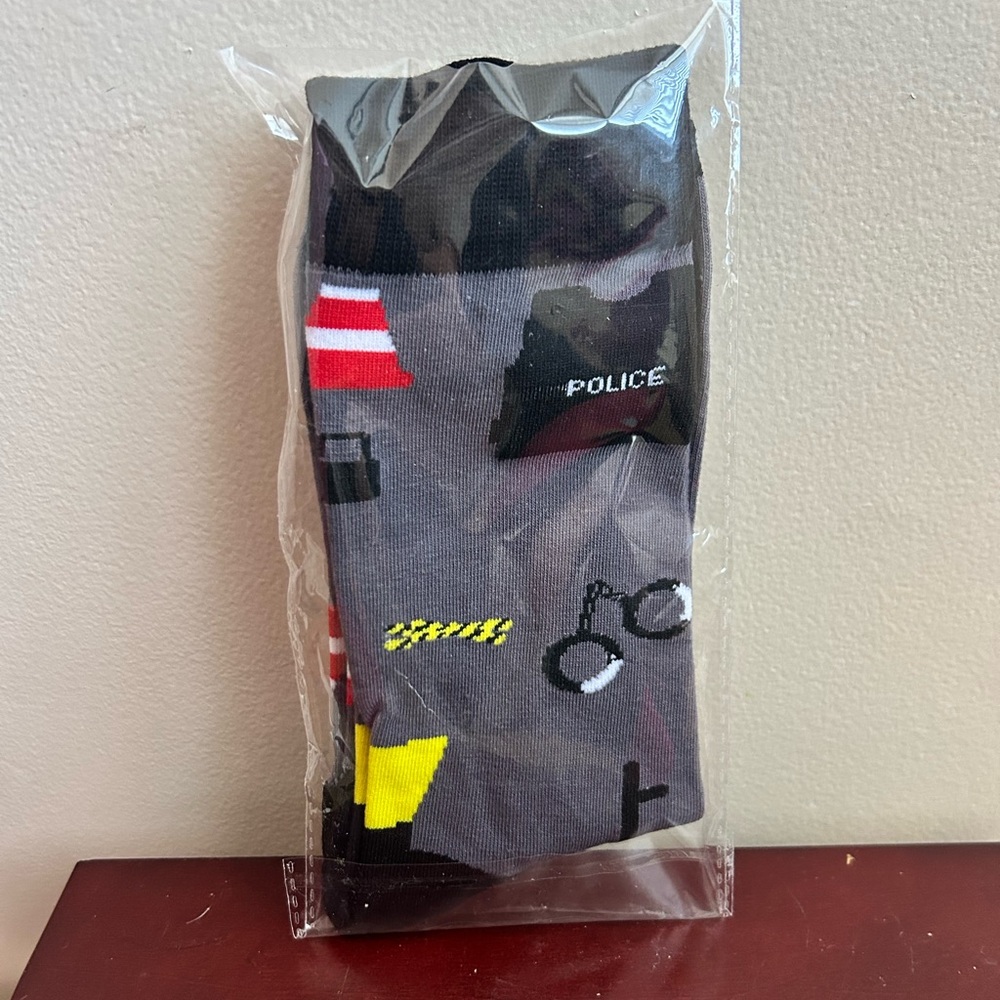 Police Novelty Parquet Men's Socks NEW One Size Fits Most